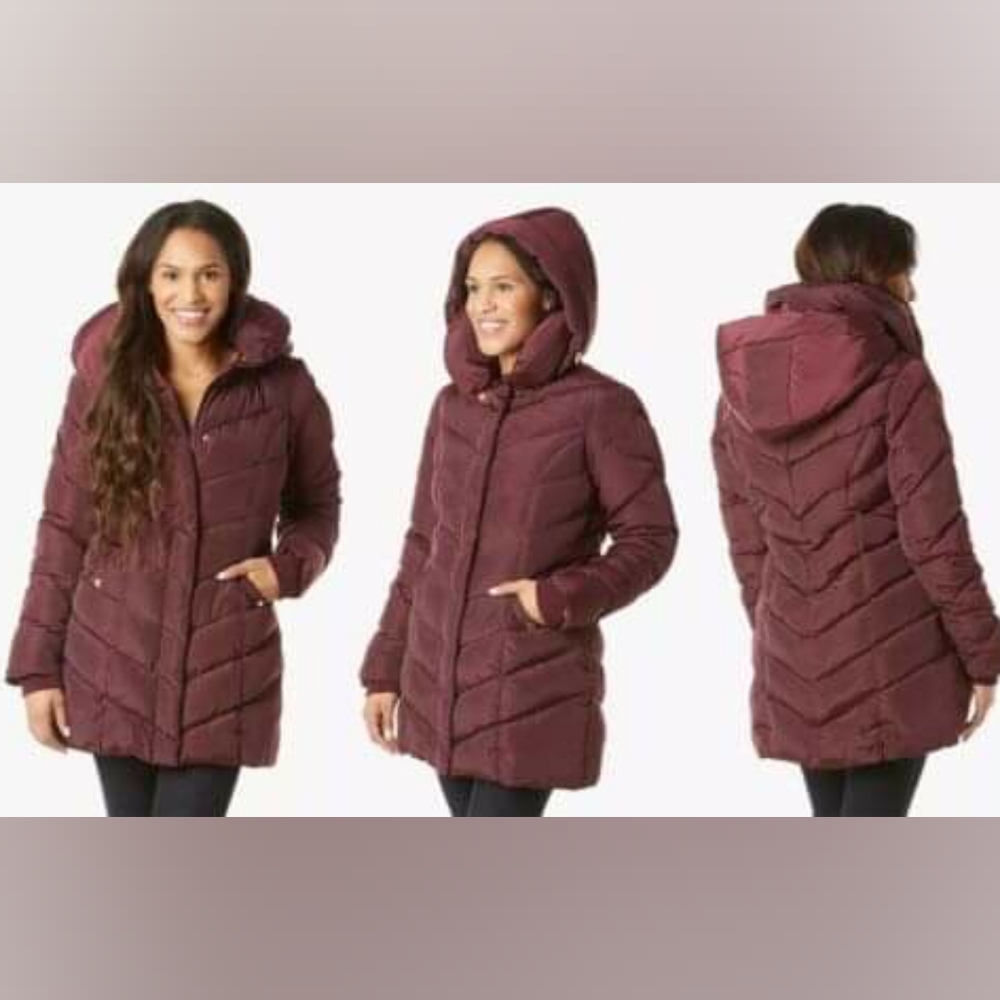 Steve Madden womens chevron puffer coat size large
